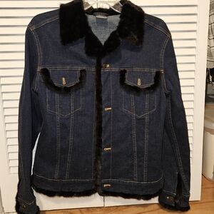 Women's Denim Jacket with Fur Trim